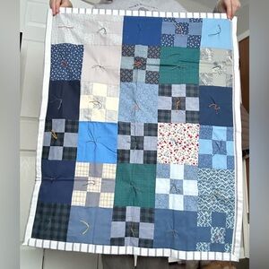 Blue Handmade Patchwork Baby Quilt